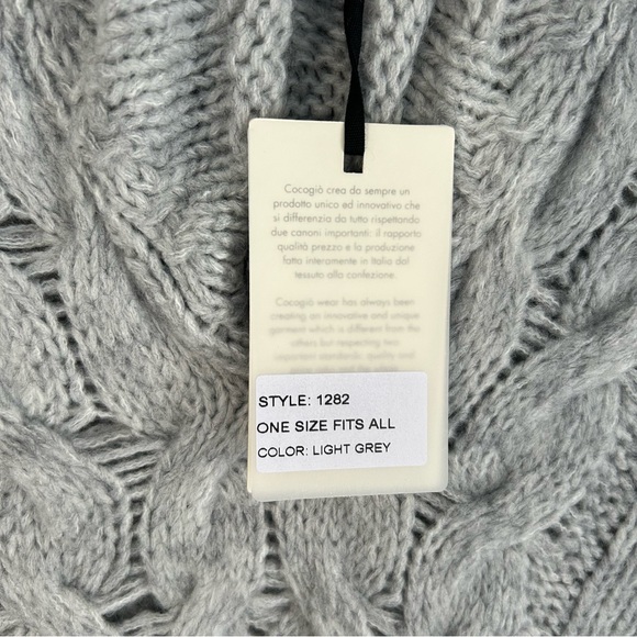 Cocogio ~new~Chunky Lightweight Cable Knit Hoodie Poncho - Picture 3 of 12